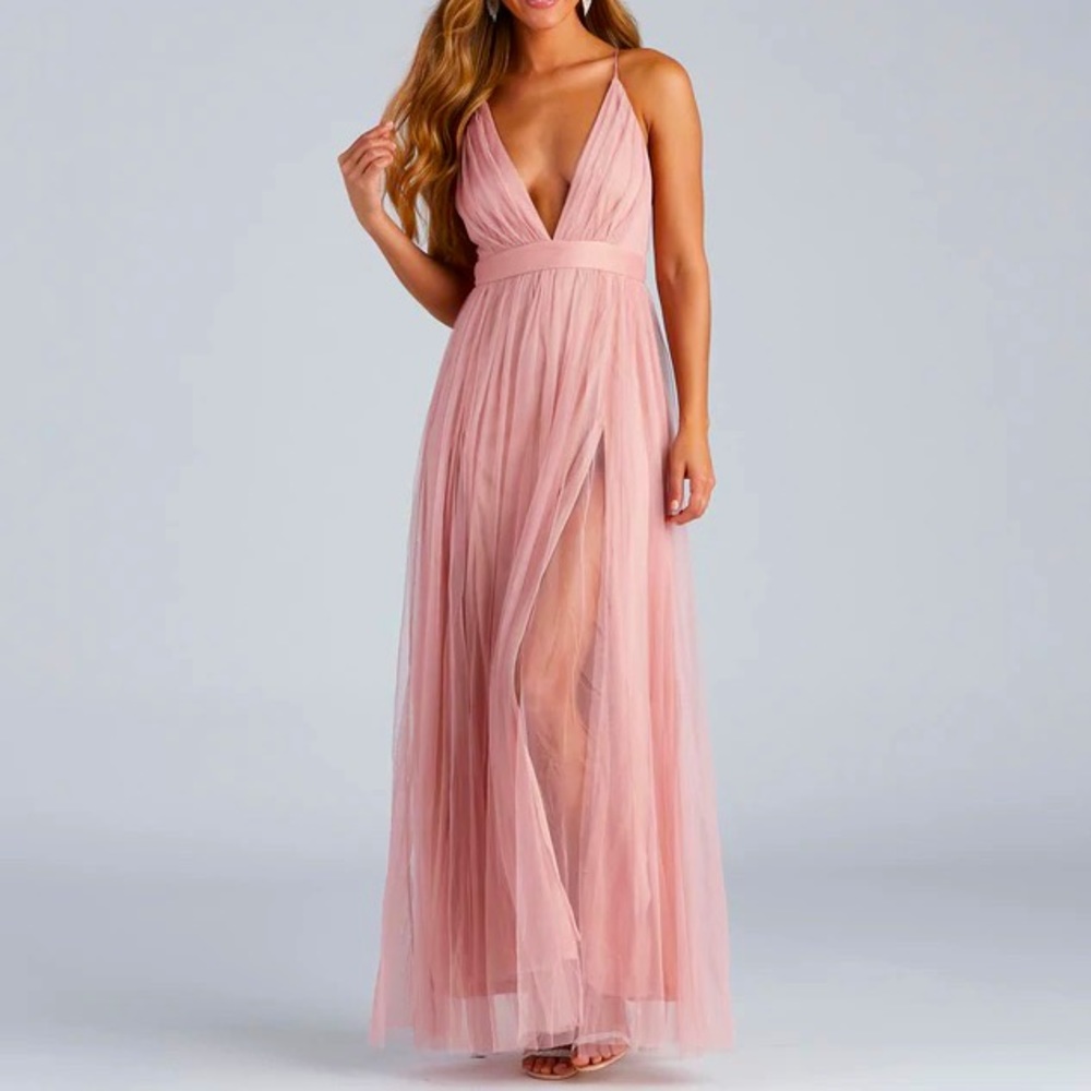Floor-Length Pink Formal Dress